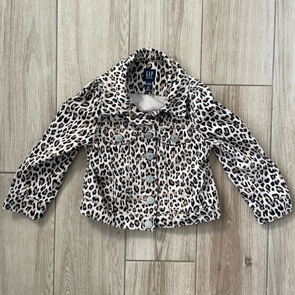 GAP Girls Leopard Denim Jacket